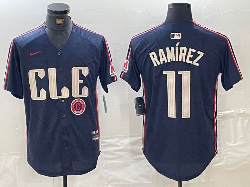 Men Cleveland Indians #11 Ramirez Blue City Edition Nike 2024 MLB Jersey style 2->cleveland indians->MLB Jersey